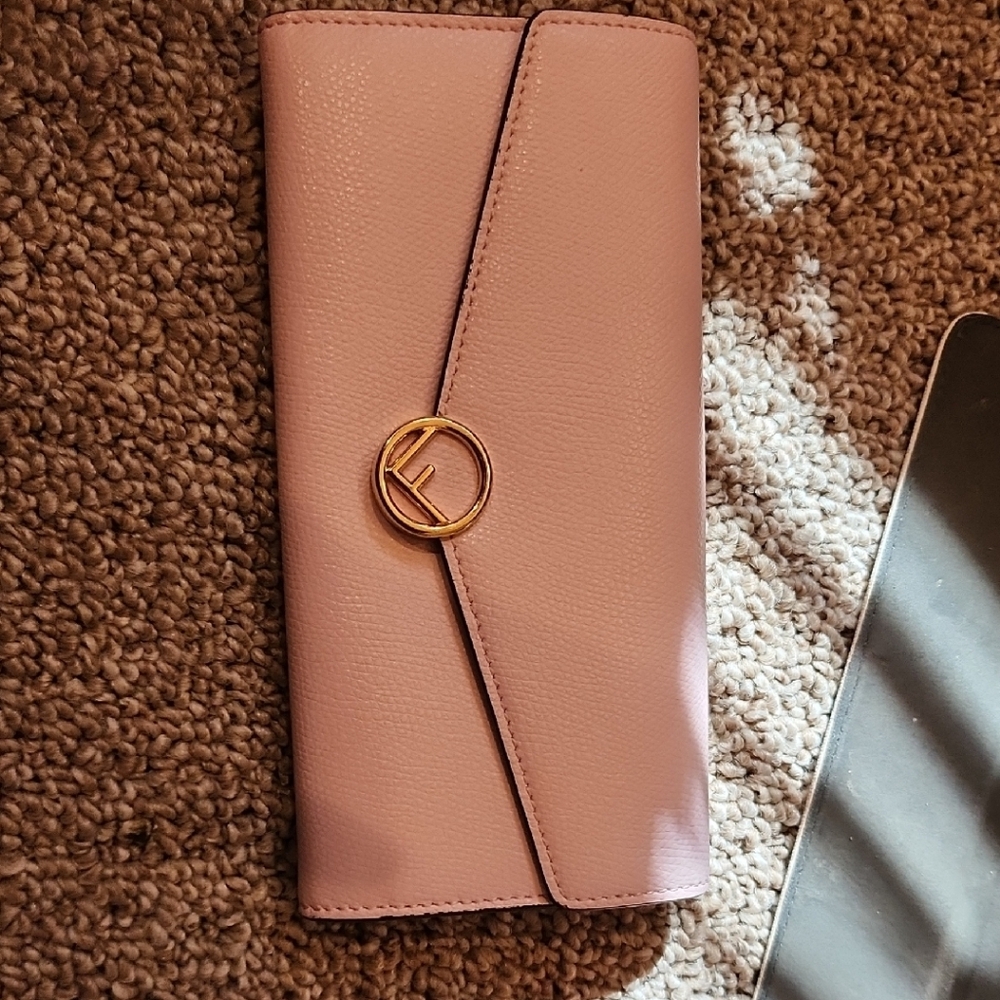 Fendi Pink Wallet with Gold Hardware